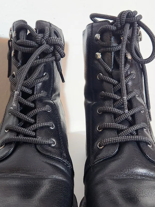 Baretraps Black Lace-Up Combat Booties Size 8 - Image 3