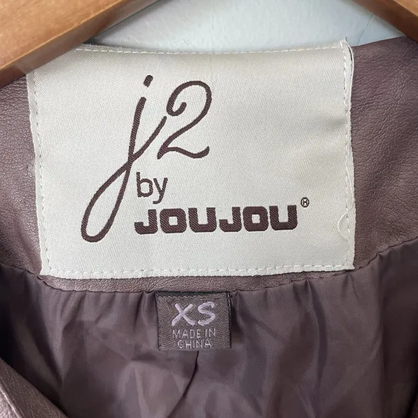 J2 by JouJou Vintage y2k 2000's Moto Jacket Brown Cropped Faux Leather Size XS - Image 8