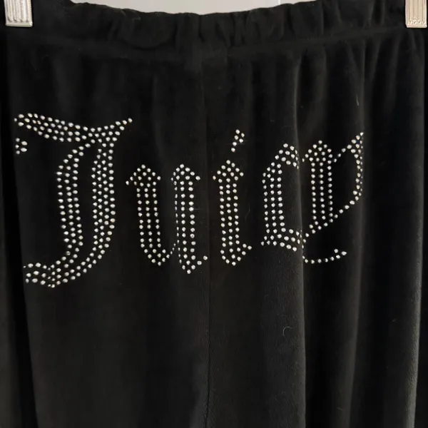Juicy Couture Black Velour Rhinestone Logo Joggers Sleepwear Pants Womens Medium - Image 3