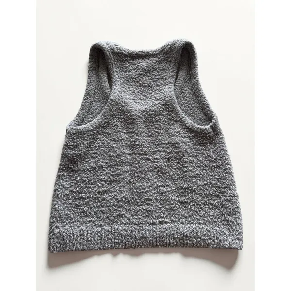 Aerie Grey Sherpa Popcorn‎ Knit Racerback Crop Tank Top Womens Large - Image 2