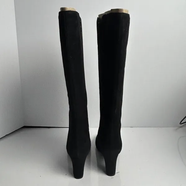 Clarks Tamryn Leaf Black Suede Knee High Block Heel Boots 9M - Image 13