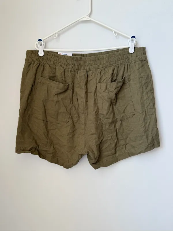 Old Navy High Rise Linen Blend Pull On Shorts in Olive Green Size XL - Image 5