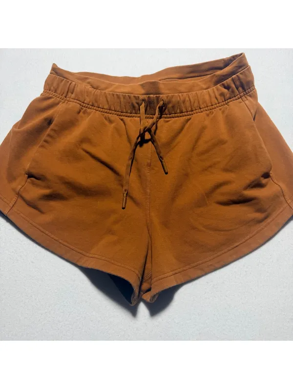 Lululemon Rust Orange Cotton Blend Athletic Shorts Size 8 - Image 4