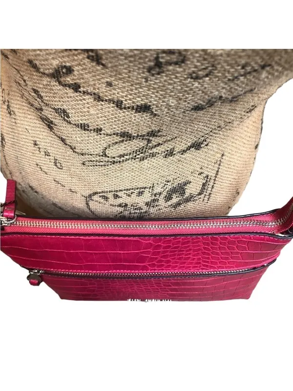 Dana Buchman Raspberry Croc Embossed Crossbody Bag Faux Leather, NWT - Image 3