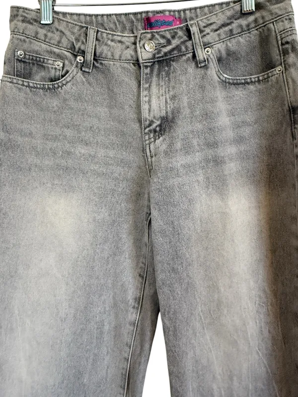 Edikted NWT Gray Washed Wide Leg Jeans Size Women’s Size M High Rise Y2K Baggy - Image 2