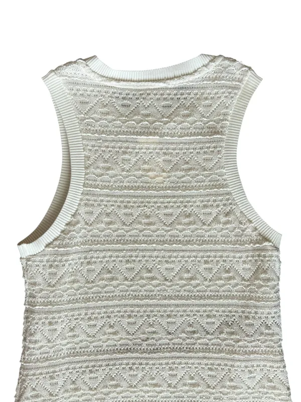 By Anthropologie Textured Knit Crochet Sleeveless Ivory Mini Dress Size M NWT - Image 7