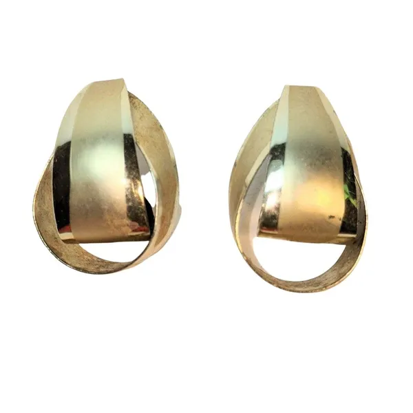 Vintage Gold-Tone Twist Hoop Earrings Oval Design A317 - Image 5