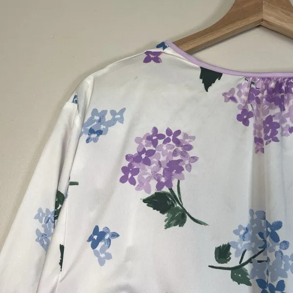 Kate‎ Spade White Floral Robe Women’s Size M Medium Bridal Wedding Casual Short - Image 7