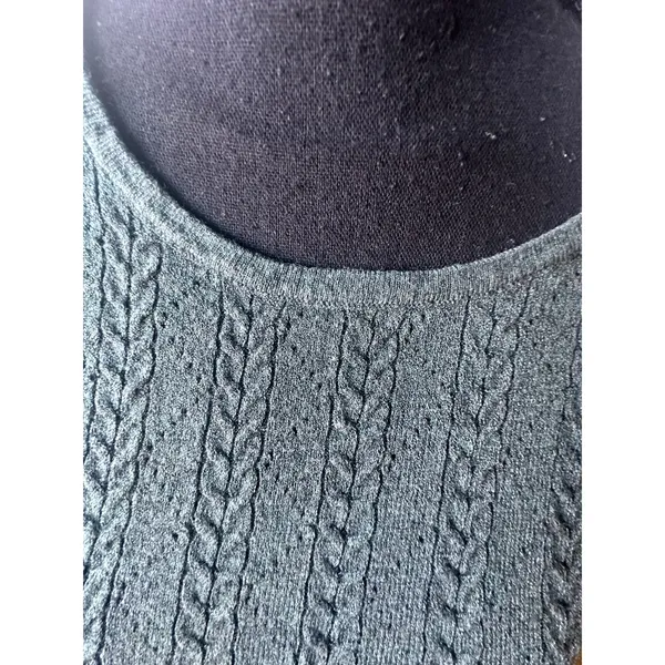 Adrianna Papell Green Cable Knit Pullover Sweater – Size L - Image 2