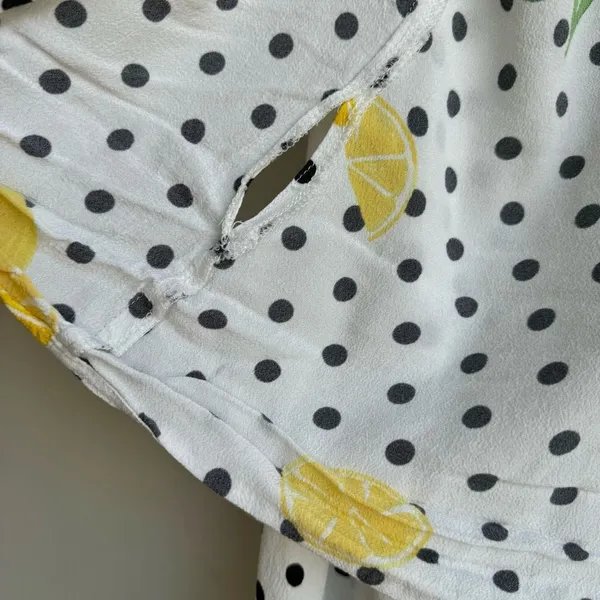 Lovers + Friends Mikayla Lemon Polka Dot Balloon Sleeve Wrap Blouse Size Small - Image 6