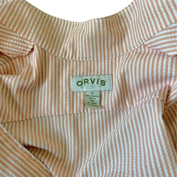 Women’s Orvis Peach White Zip Front Seersucker Jacket - Image 3