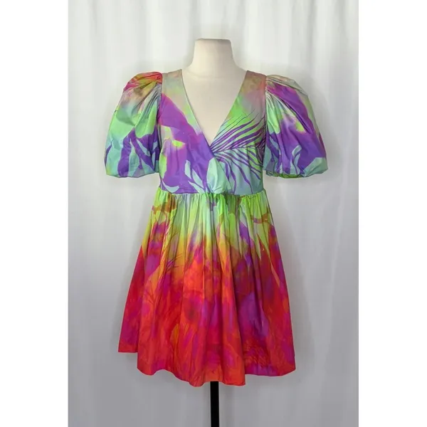NWT!! Anthropologie Plenty by TRACY REESE Tie Dye Puff Sleeve Dress X-Small - Image 2