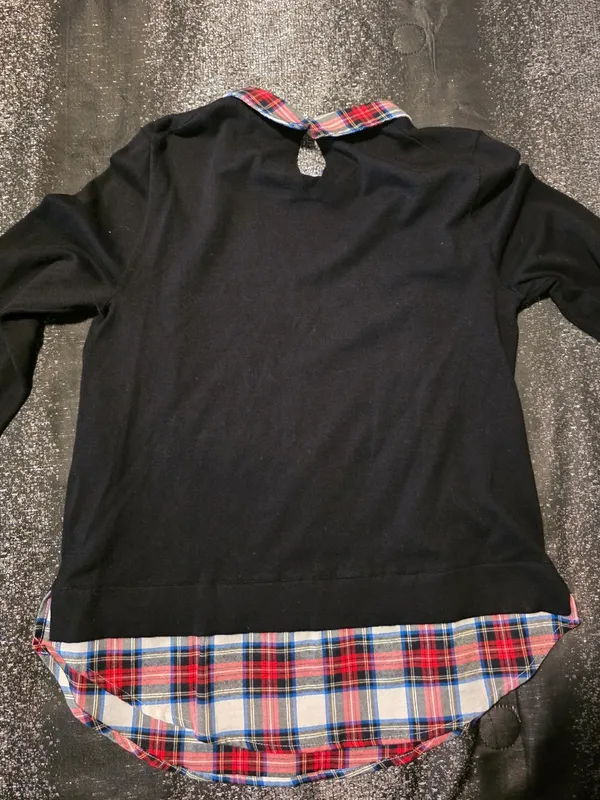 Womens small J.Crew Woven Collar Tartan Plaid Layered Sweater/Top - Image 3