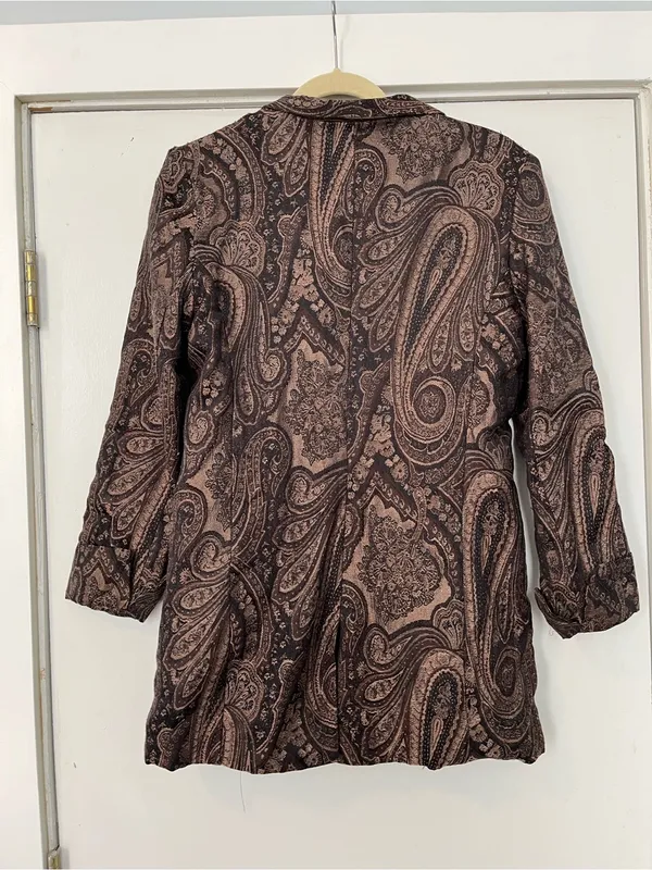 Vintage Brown Paisley Blazer Jacket USED Oversize women’s size small wool - Image 6