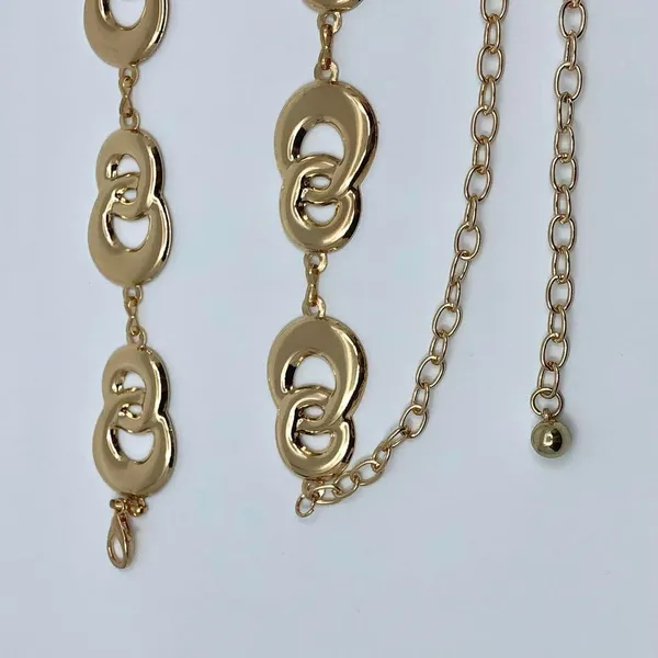 Y2K Geometric Gold Interlocking Loop Chain Belt, Fits 24.5–45 Inches, X7GA1163 - Image 7