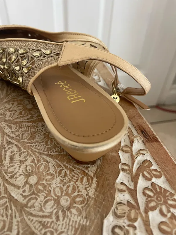 J Renne Gold Embellished Slip -On Mules - Image 14