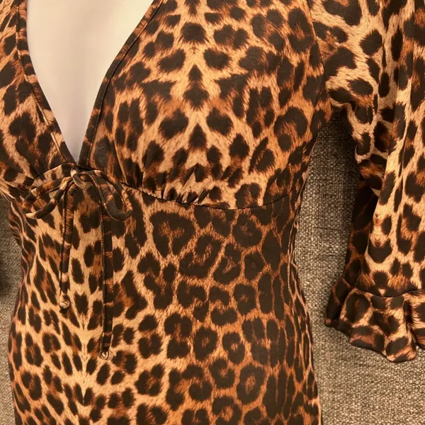 Missguided‎ Leopard Babydoll Dress Brown 10 - Image 6
