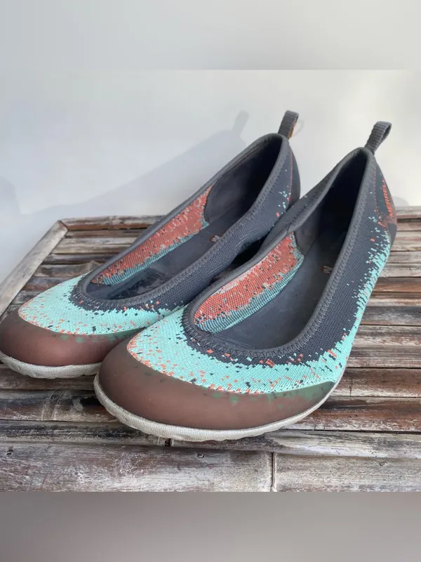 Merrell mimix meld stretchy knit ballet flats comfort shoes teal brown casual 9 - Image 2