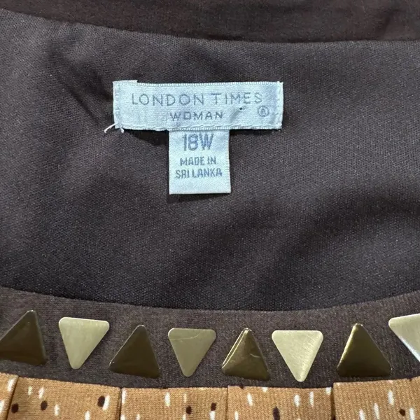 London Times Printed Brown Tan Dress Women’s 18W - Image 3