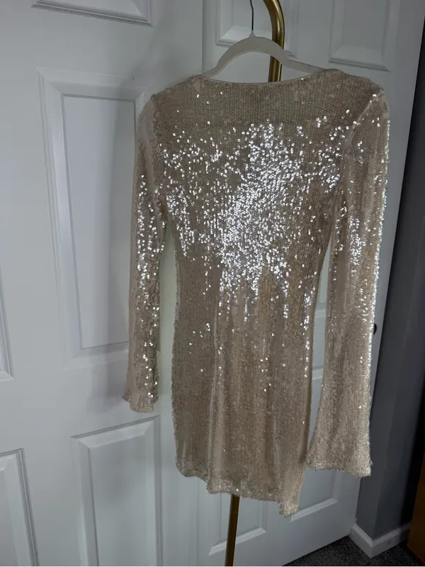 Wild Fable Champagne Sequin Mini Dress XS NWT Long Sleeve Party Holiday Glam - Image 13