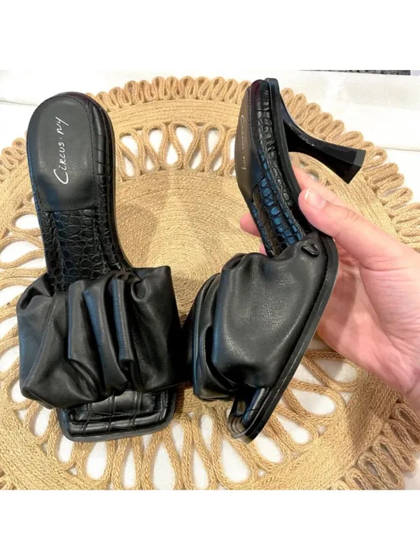 Circus by Sam Edelman Slade Sandal US 7 Black Faux Leather Quiet Luxury Chic - Image 3