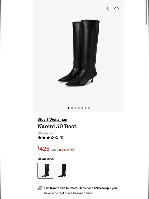 STUART WEITZMAN BLACK LEATHER NAOMI 50 BOOTS SIZE 8.5 - Image 12