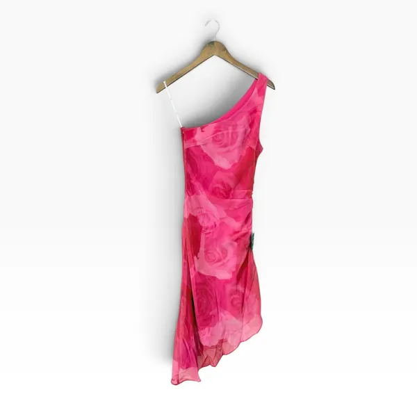 Lulus Pretty Serene Pink Floral One-Shoulder Asymmetrical Midi Dress size XS NWT - Image 3