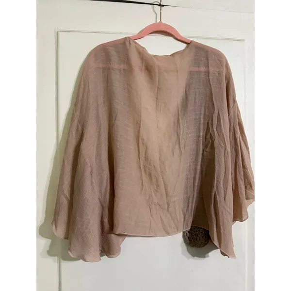 Do Everything In Love Mauve Pink Crochet Lace Trim Kimono Wrap One Size Boho - Image 3