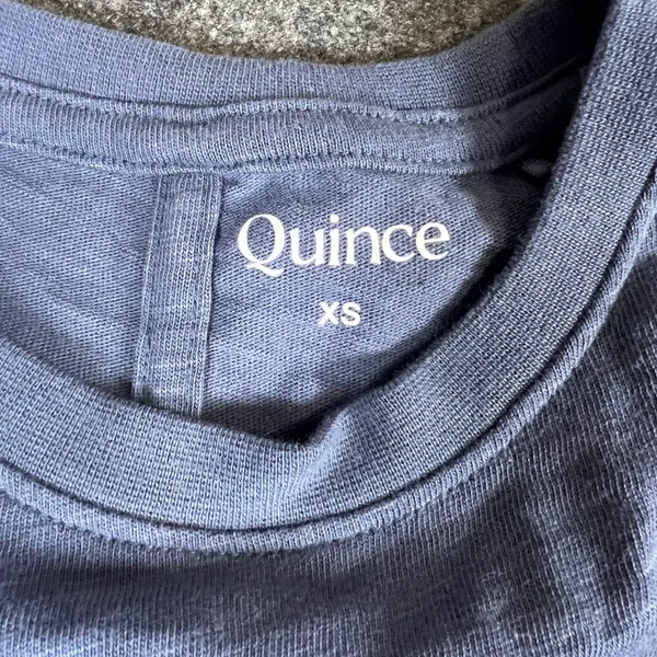 Quince Women Blue Organic Cotton Slub Long Sleeve Crew Neck Tee XS Vertical Seam - Image 5