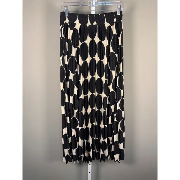 Jodifl Black Cream‎ Polka Dot Pleated Maxi Skirt Coastal Chic Boho S - Image 4