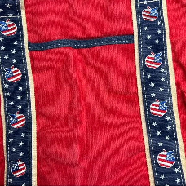 Joe Boxer red blue apples stars teacher shoulder bag patriotic tote school VTG - Image 6