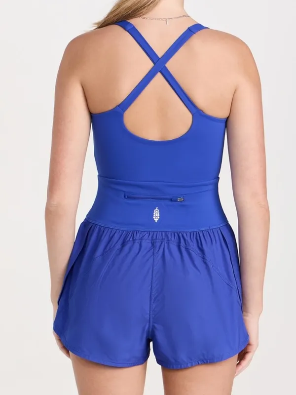Free People FP Movement Righteous Runsie Romper - Ultra Indigo Blue - NWOT - Image 2