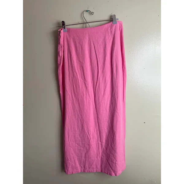 Zara RUFFLED LINEN BLEND MIDI SKIRT, Pink Size medium, 7950/939 NWT - Image 4