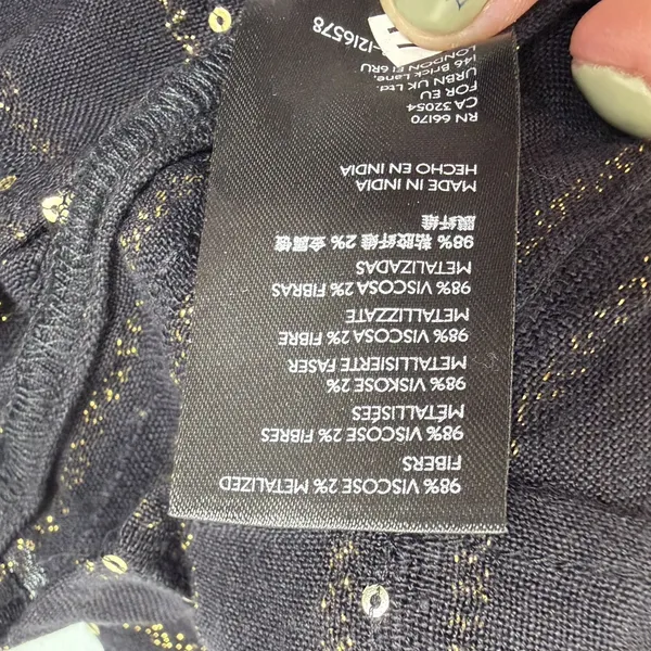 Anthropologie Size-M Womens Quinn Tunic Top Black with Gold‎ Metallic Sequins - Image 10