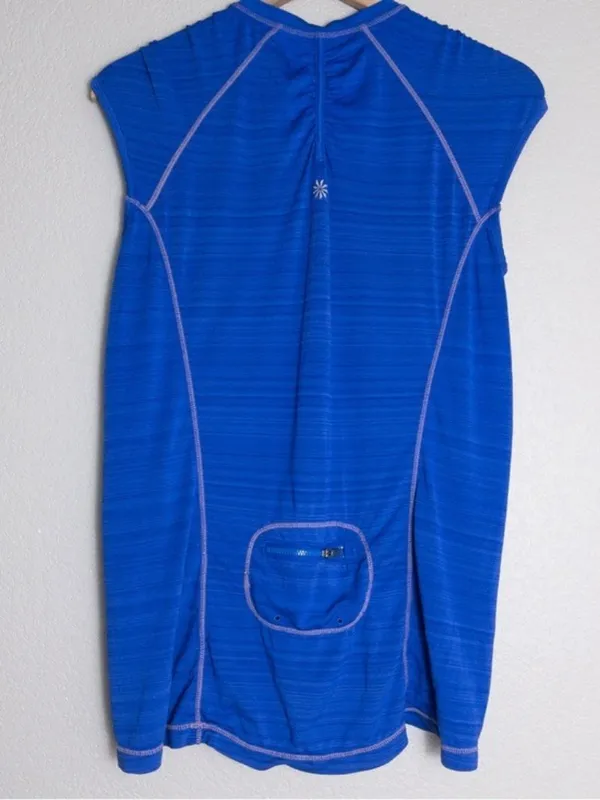 Athleta Pacifica Illume UPF Tank S Royal Blue Sleeveless Front Zip - Image 6