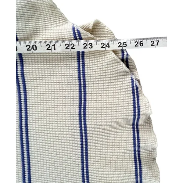 Babaton Waffle Knit Thermal Sweater Womens S Cream Blue Striped Quiet Luxury - Image 7