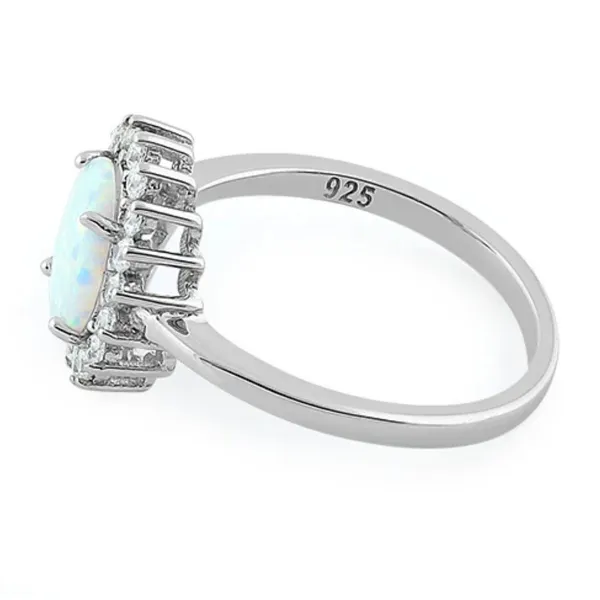 Sterling Silver Size 5 925 Oval White Lab Opal CZ Ring - Image 4