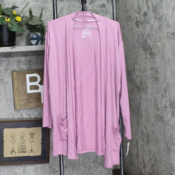 NWT State Of Day Womens Knit Cardigan Open Front Lounge Mauve Orchid Purple L - Image 2