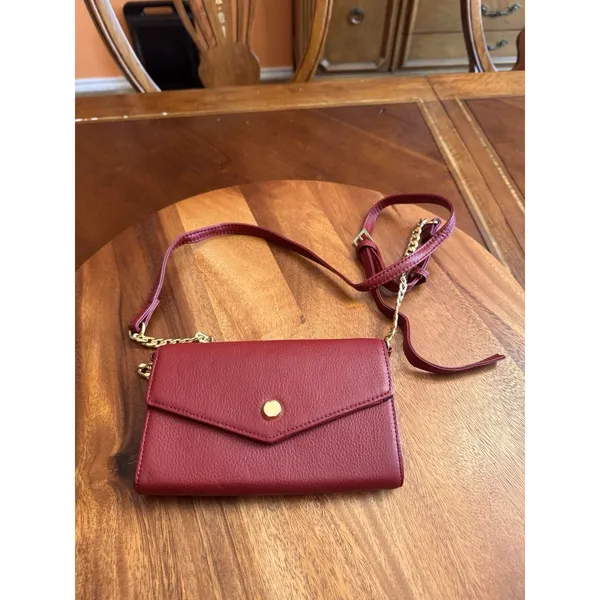 Stella & Max Red Leather Crossbody, Clutch, Wallet Purse Removable Strap - Image 2