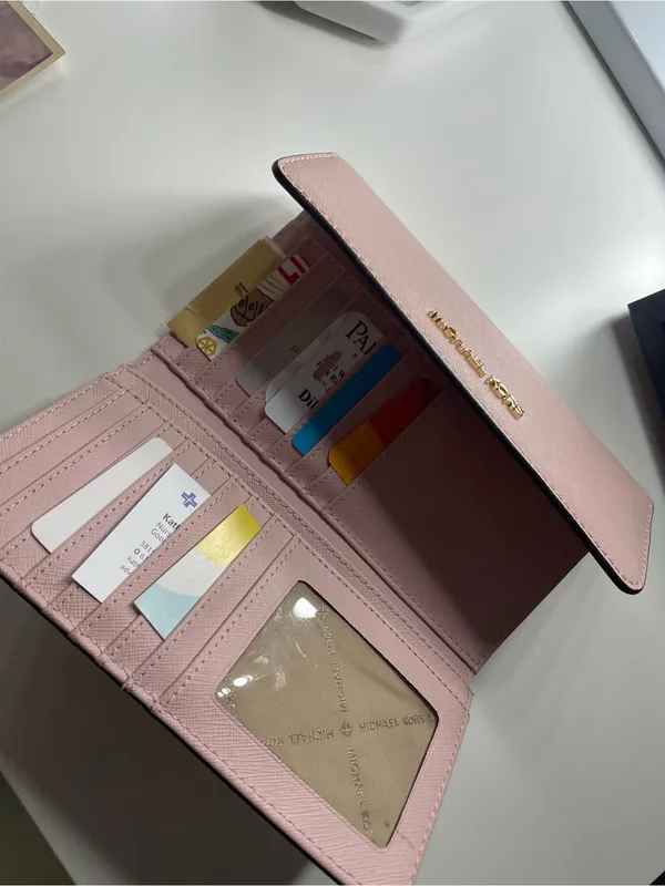 Michael Kors Pink Saffiano Continental Wallet with Gold Logo - Image 9