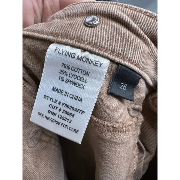 Flying Monkey Womens Tan Utility High Rise Straight Leg Jeans Size 26 F5920WTP - Image 7