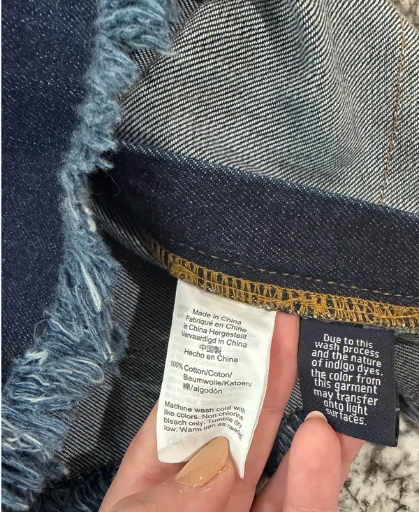 Madewell X Karen Walker Raw-Edged Denim Trianon Top Size 8 - Image 12