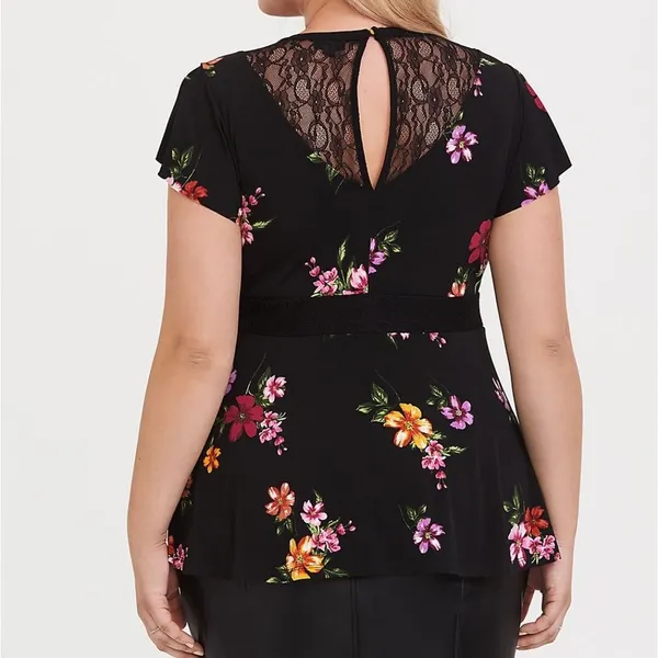 Torrid Lace Yoke Peplum Top D5* - Image 2