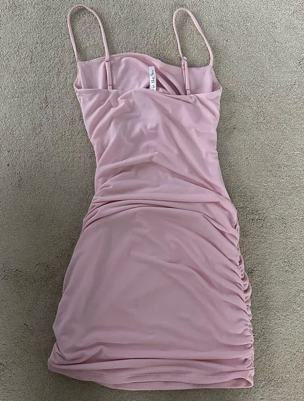 Lucy in the Sky Pink Cut Out Tie Front Mini Bodycon Dress - Image 6