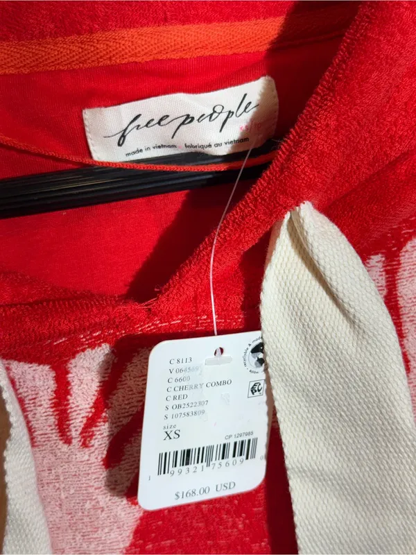 NWT Free People Shell Baby Cherry Combo Cotton Appliqué Oversize Pullover Sz XS - Image 7