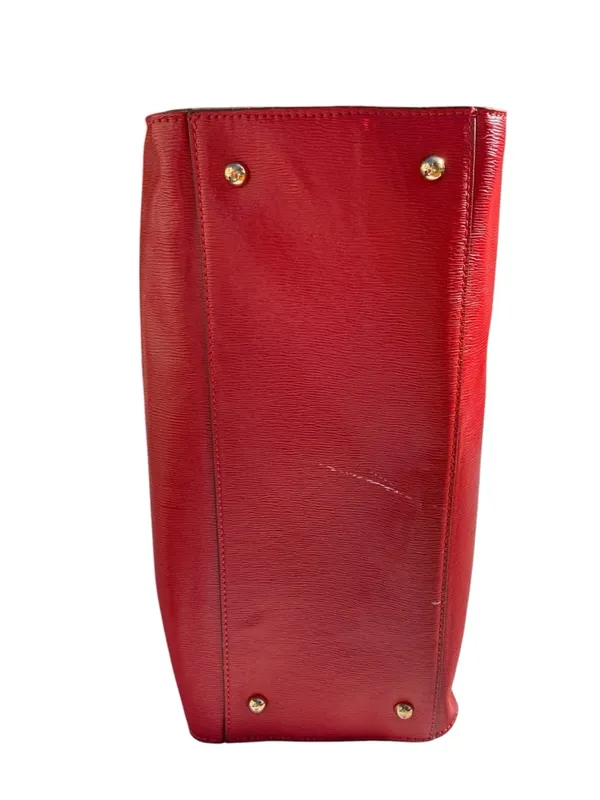 Antonio Melani Red Structured Faux Leather‎ Tote Handbag Top Handle Shoulder Bag - Image 3