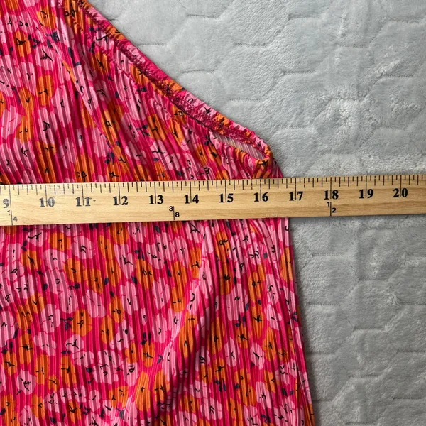 Petal + Pup Halter Dress Pink Floral Pleated Boho Resort Vacation Party Womens L - Image 8