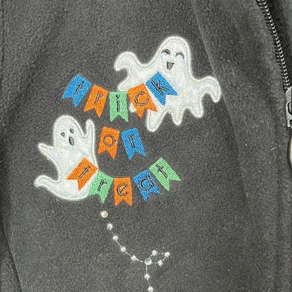 Holiday Editions Womens Black‎ Fleece Ghost Trick or Treat Vest Size S - Image 2