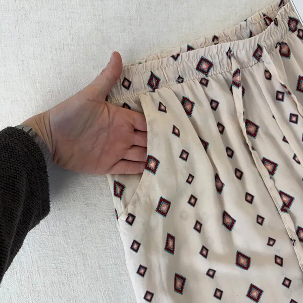 Love Wish Womens Large Wide Leg Tropical‎ Border Print Rayon Elastic Waist Pants - Image 6