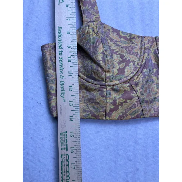 Urban‎ Outfitters Bustier Top Womens Medium Gold NWT Brocade Floral Corset Crop - Image 4